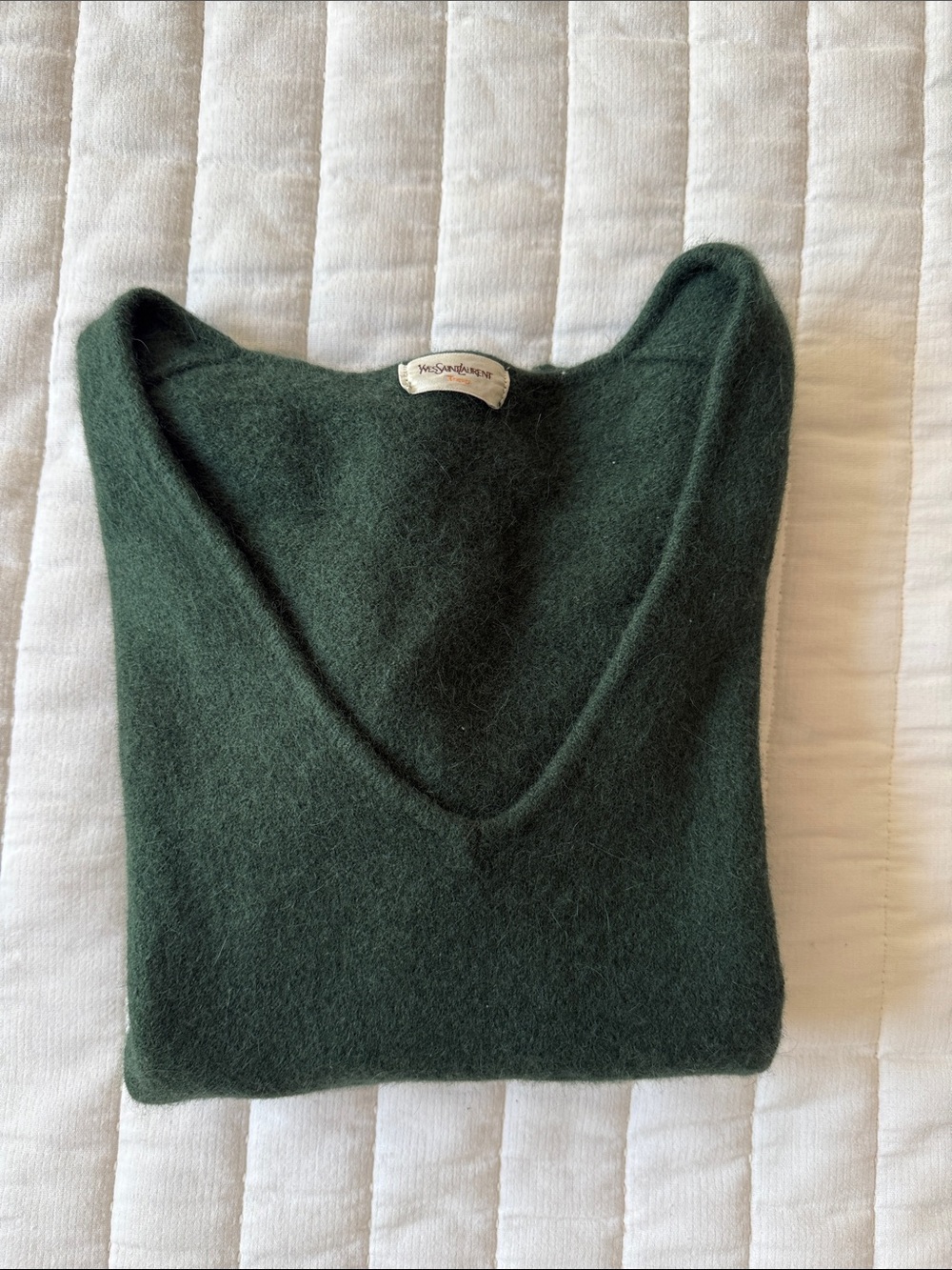 Yves Saint Laurent Deep Green V-Neck Sweater Vintage